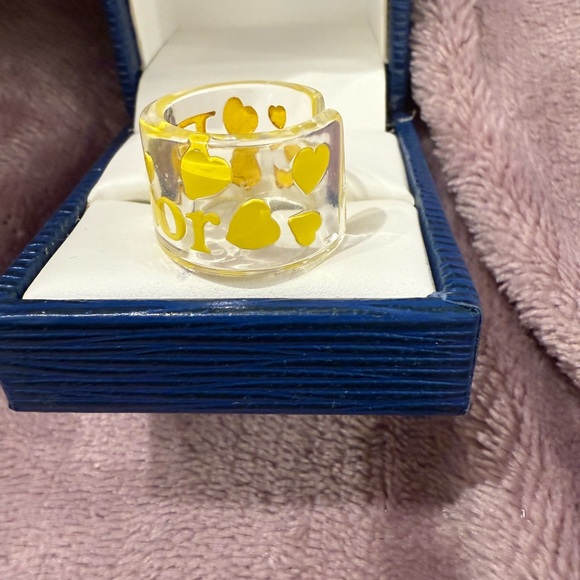 Christian Dior Lucite Yellow Resin Ring - Picture 2 of 4